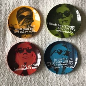CB2 Andy Warhol quotes plastic appetizer or dessert plates — Set of four